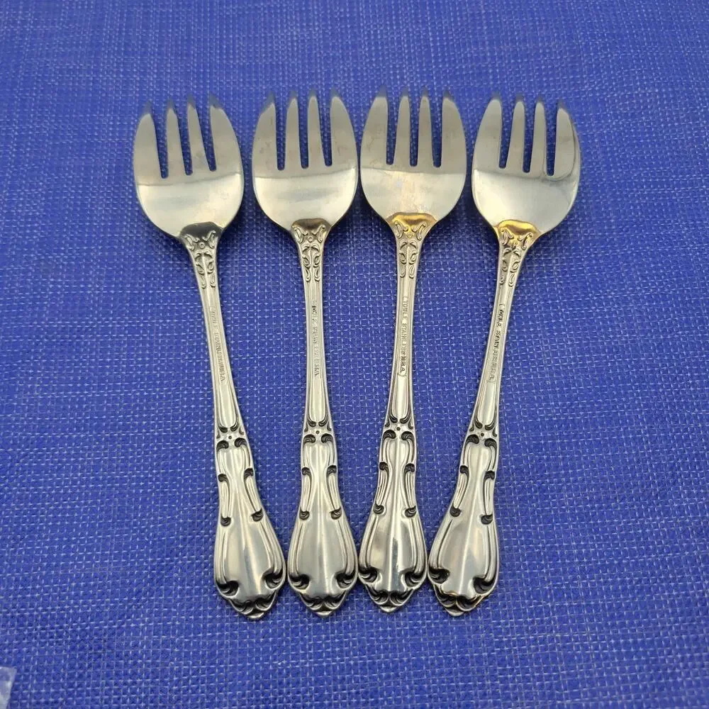 Set of 4 Towle Silver Merrimack Stainless Steel USA Salad Fork